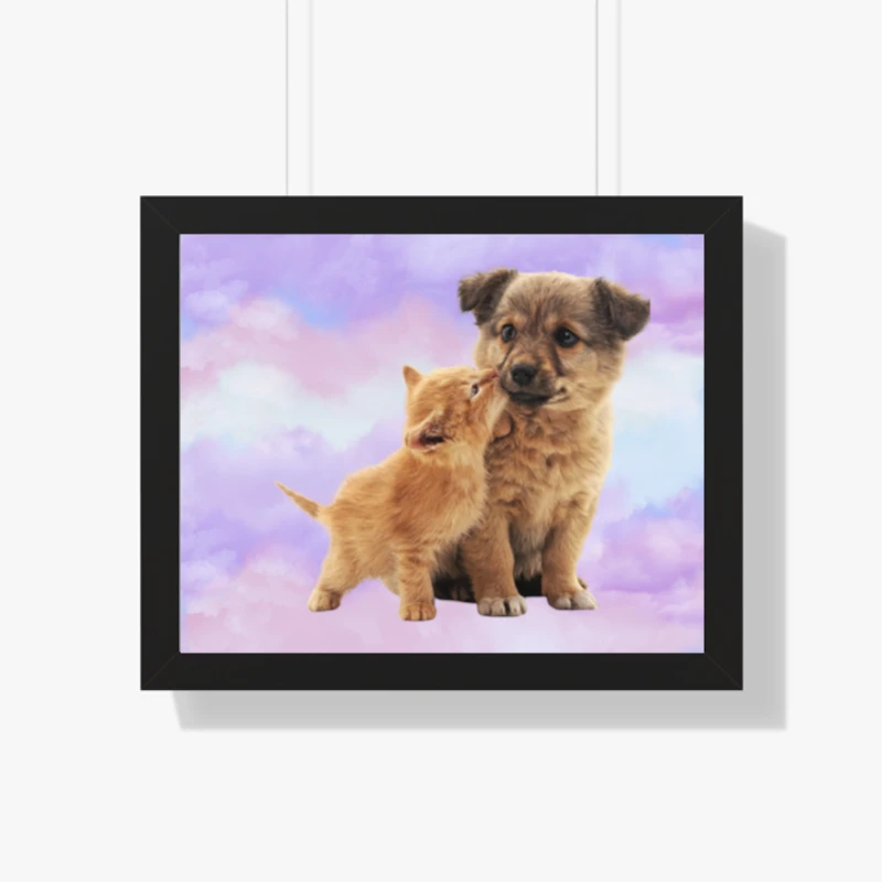 Cat Dog print, Customized With Take your pets photo, Personalized Dog photo, Personalized Cat Photo- - Framed Horizontal Poster