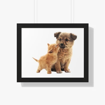 Cat Dog print Framed Canvas, Customized With Take your pets photo Framed Poster, Personalized Dog photo Framed Canvas,  Personalized Cat Photo Framed Horizontal Poster