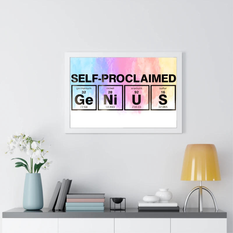 Self-Proclaimed,Funny Chemical Clipart,Cute Chemistry- - Framed Horizontal Poster