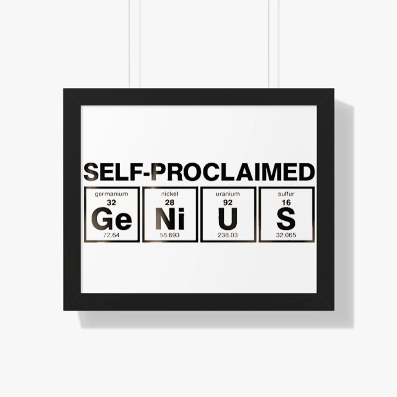 Self-Proclaimed,Funny Chemical Clipart,Cute Chemistry- - Framed Horizontal Poster