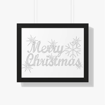 MERRY CHRISTMAS Framed Canvas, crystal rhinestone design Framed Poster,  Ladies fitted XMAS clipart Framed Horizontal Poster