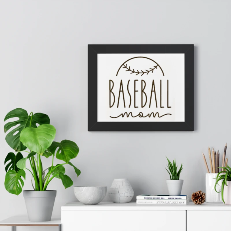 Baseball Mom Design,Baseball Graphic, Silhouette, Baseball Mom Cool- - Framed Horizontal Poster