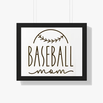 Baseball Mom Design Framed Canvas, Baseball Graphic Framed Poster, Silhouette Framed Canvas,  Baseball Mom Cool Framed Horizontal Poster