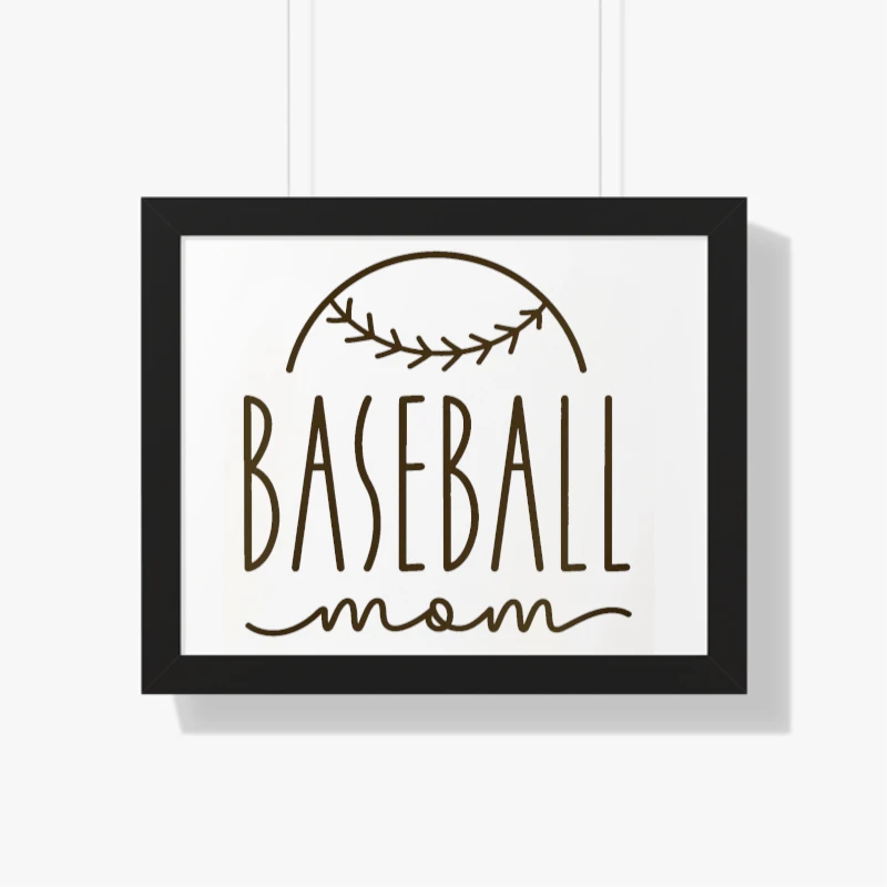 Baseball Mom Design,Baseball Graphic, Silhouette, Baseball Mom Cool- - Framed Horizontal Poster