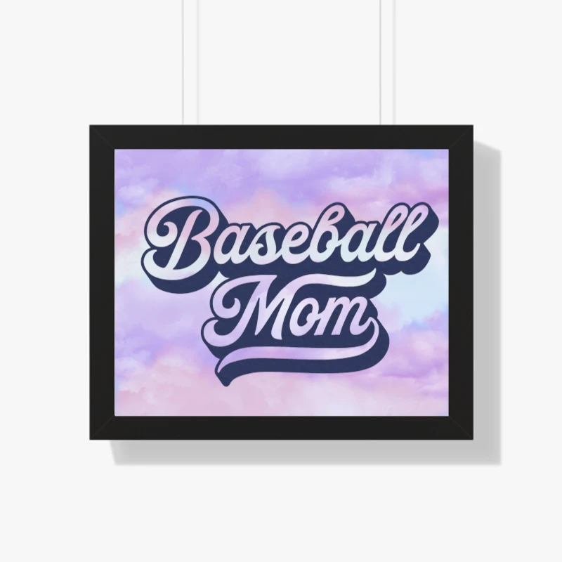 Baseball Mom,Silhouette Baseball mom design, Baseball mama design, My mom love baseball design- - Framed Horizontal Poster