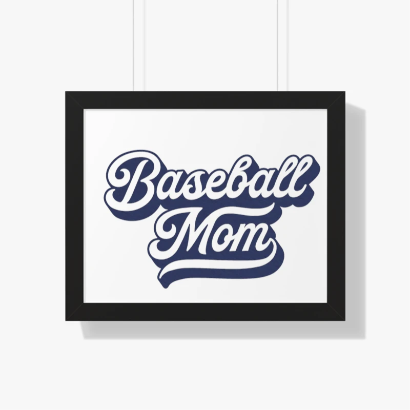 Baseball Mom,Silhouette Baseball mom design, Baseball mama design, My mom love baseball design- - Framed Horizontal Poster