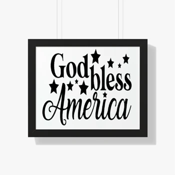 God Bless America Framed Canvas, Happy 4th Of July Framed Poster, Freedom Framed Canvas, Independence Day Framed Poster, 4th of July Gift Framed Canvas,  Patriotic Framed Horizontal Poster