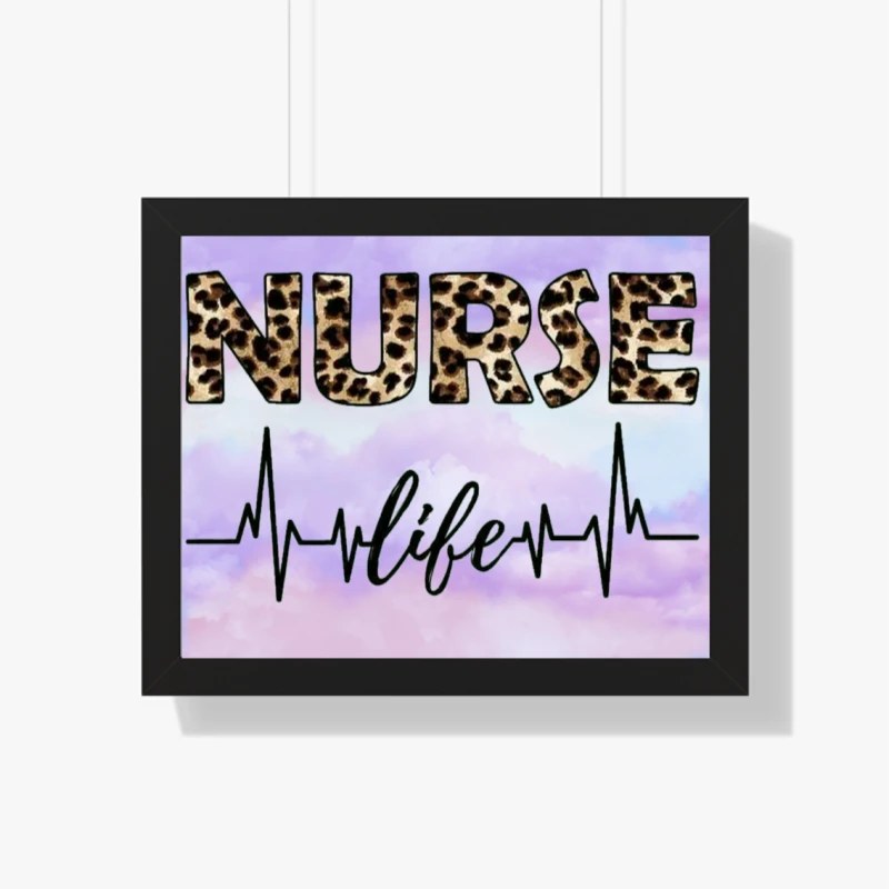 RN LPN Nurse Life, Leopard Cheetah Design, Nursing clipart- - Framed Horizontal Poster