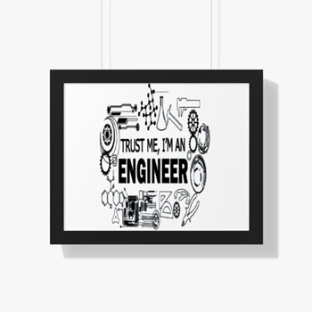 Engineer Science Humor Framed Canvas,  Stylish Design Shirts Nerd Slogen Framed Horizontal Poster