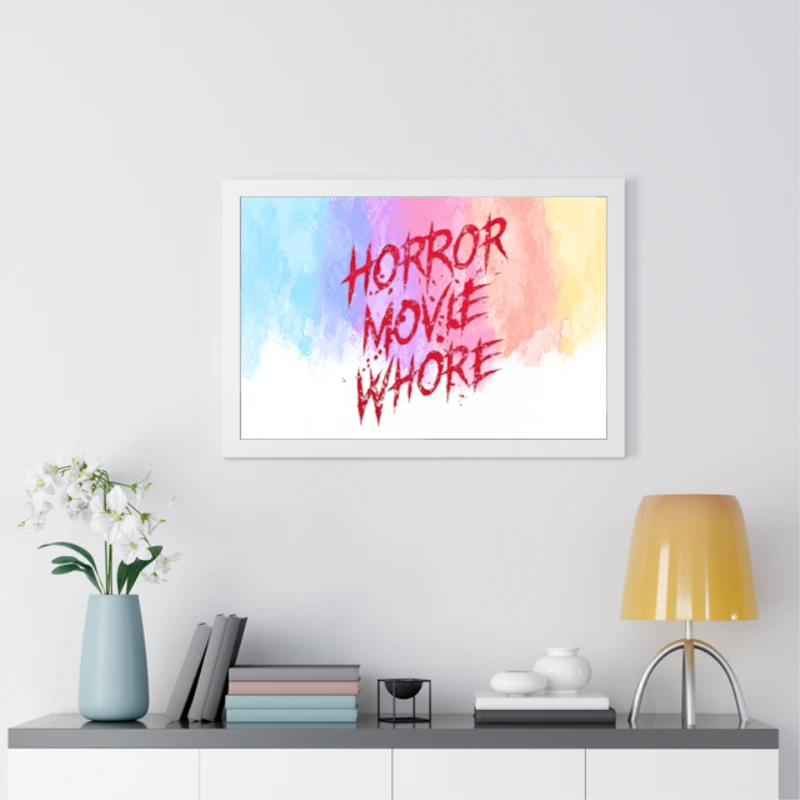 Mens Horror Movie Whore,  Funny Sarcastic Scary Movie Lovers Graphic- - Framed Horizontal Poster