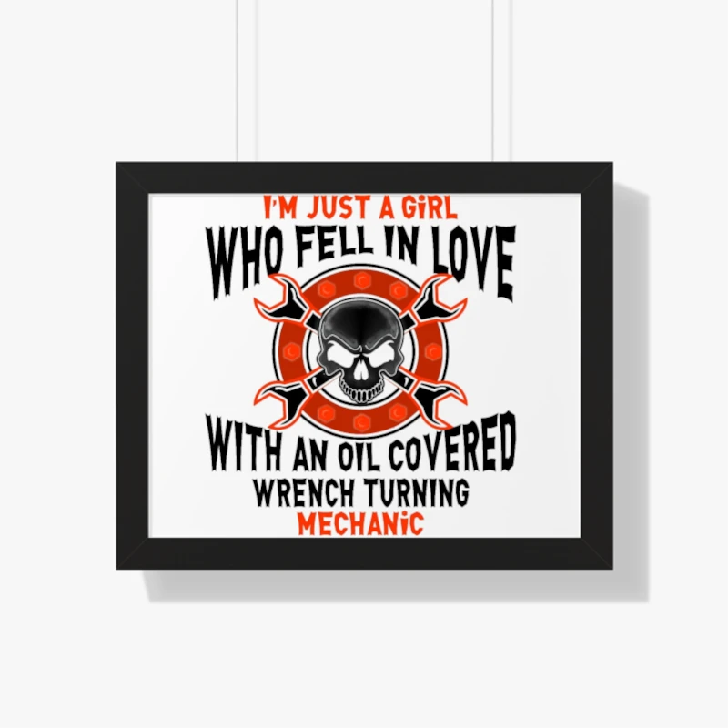 Machenic girl,Just a Girl Who Fell in Love, Fell in Love with Mechanic, Nice gift for machanic's wife or girlfriend- - Framed Horizontal Poster
