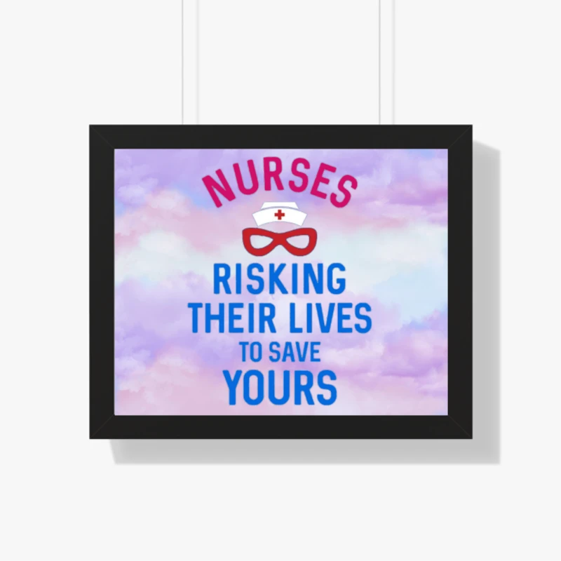 Instant Message, Risking Their Lives Nurses Clipart, Nursing Design- - Framed Horizontal Poster