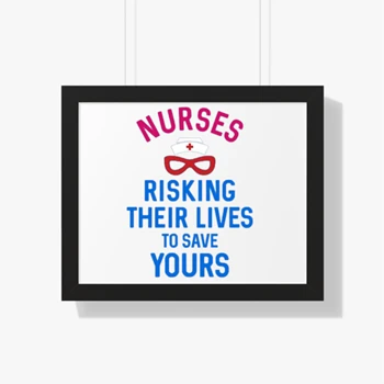 Instant Message Framed Canvas, Risking Their Lives Nurses Clipart Framed Poster,  Nursing Design Framed Horizontal Poster