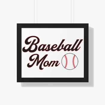 Baseball Mom Clipart Framed Canvas,  Game Day Mother's Day Mama Graphic Framed Horizontal Poster