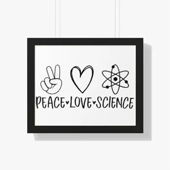 Peace love science design Framed Canvas, teacher clipart Framed Poster,  science clipart Framed Horizontal Poster