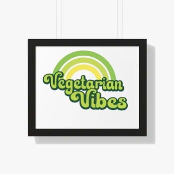 Vegetable Vibes Framed Canvas, Vegetarian Framed Poster, Animal Lover Framed Canvas, Animal Activist Framed Poster, Vegan Framed Canvas, Vegetarian Gift Framed Poster,  Funny Vegetarian Framed Horizontal Poster
