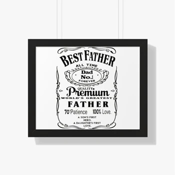 Best Father Design Framed Canvas,  Premium Dad My Greatest Father Framed Horizontal Poster