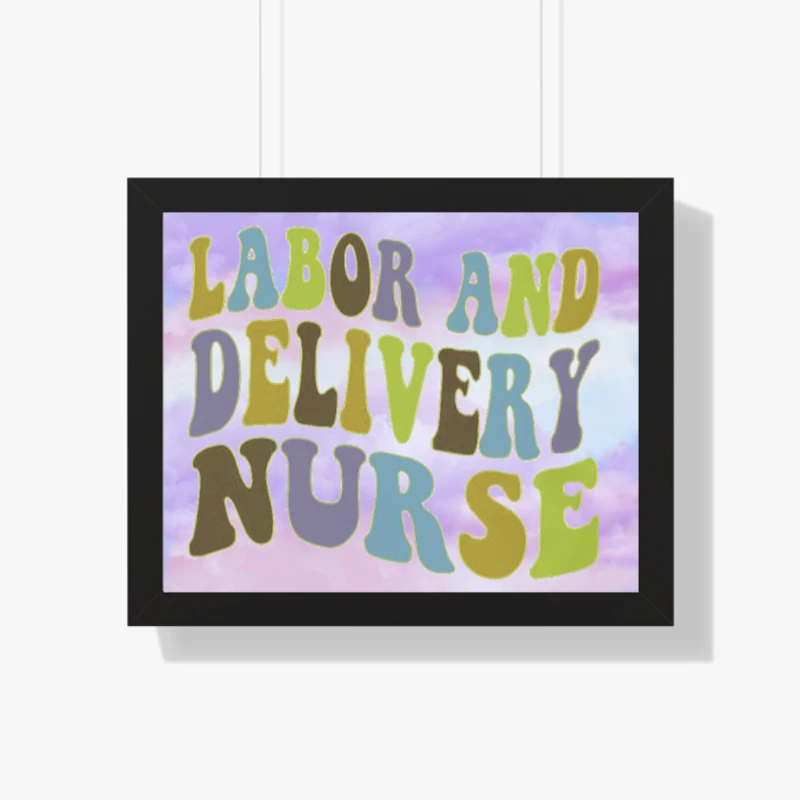Labor and Delivery Nurse Design, Delivery Nurse Clipart, L&D Nurse Gift, Baby Nurse, Nursing Design, Nursing School Gift- - Framed Horizontal Poster