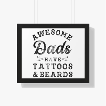 Crazy Dog, Awesome Dads Have Tattoos and Beards Design. Funny Fathers Day Graphic Canvas