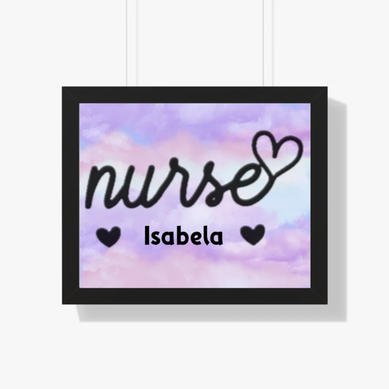 Personalized Nurse, Custom Nurse, Nurse, Nursing School, Nurse Gift, Cute Nurse, Nurse Heart- - Framed Horizontal Poster