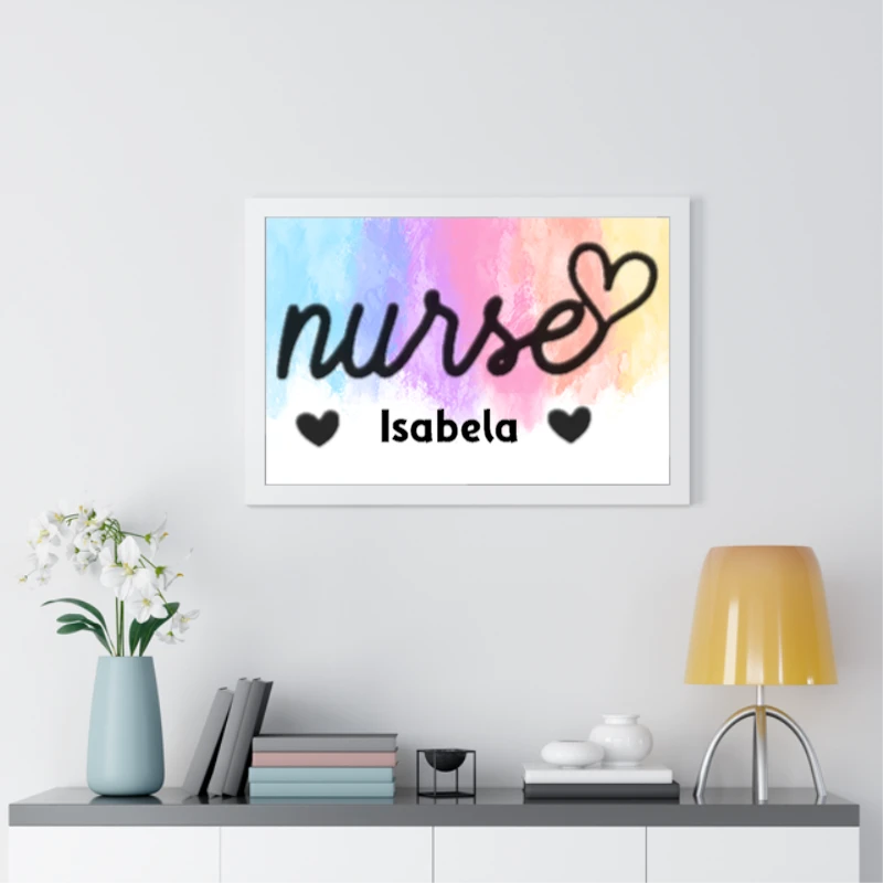 Personalized Nurse, Custom Nurse, Nurse, Nursing School, Nurse Gift, Cute Nurse, Nurse Heart- - Framed Horizontal Poster