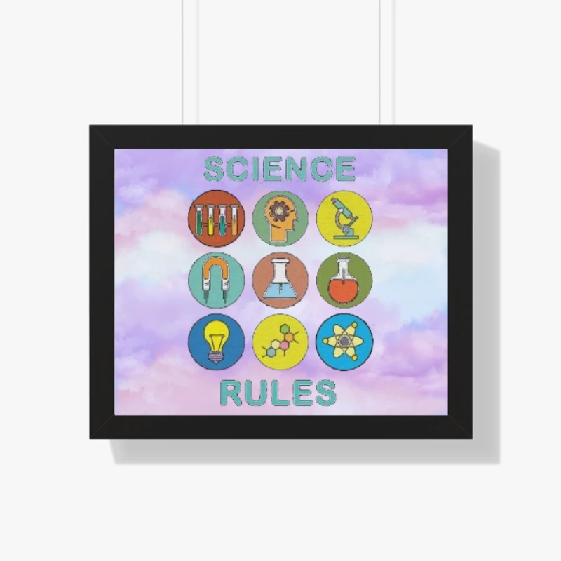 SCIENCE RULES Clipart, Science Symbols Design, Eco-Friendly Graphic- - Framed Horizontal Poster