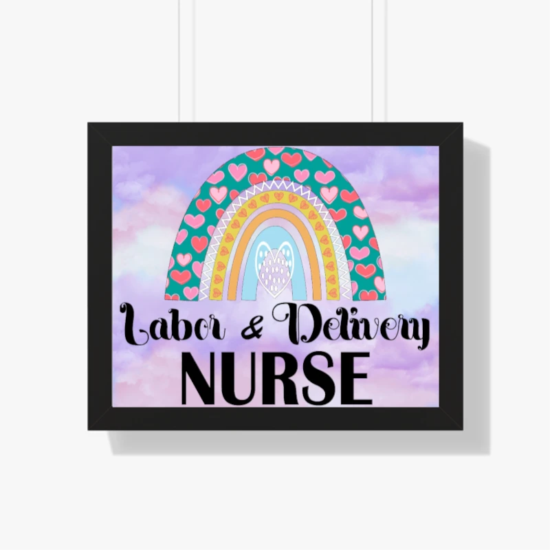 Labor and Delivery Nurse Clipart, L&D Nurse Design, Delivery Nurse Lifeline Graphic, Nurses Superhero Gift, Heartbeat Delivery Nurse- - Framed Horizontal Poster