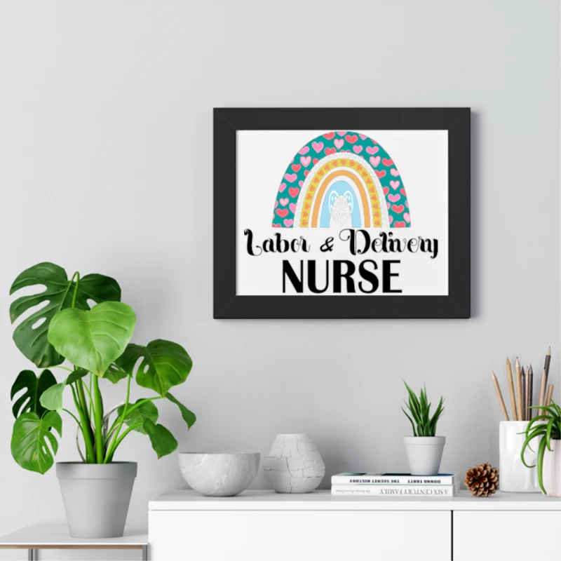 Labor and Delivery Nurse Clipart, L&D Nurse Design, Delivery Nurse Lifeline Graphic, Nurses Superhero Gift, Heartbeat Delivery Nurse- - Framed Horizontal Poster