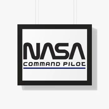 Nasa Command Pilot Design Framed Canvas,  Nasa Funny Pilot Graphic Framed Horizontal Poster