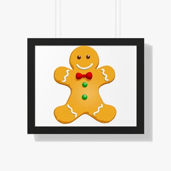 Gingerbread Man Graphic Framed Canvas,  Gingerbread man father day design Framed Horizontal Poster