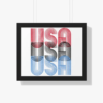 USA Funny, Red White Blue Retro USA clipart, Cool USA Graphic Designs Canvas