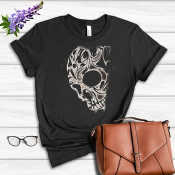 Skull art design Tee, skull graphic T-shirt, skull art personality design Women's Favorite Fashion Cotton T-Shirt