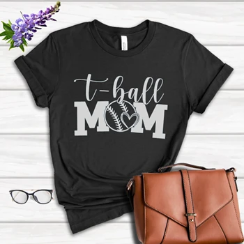 T Tee, Ball mom T-shirt, T Shirt, Ball Design Tee, TBall design From Heart T-shirt,  baseball Lovely graphic Women's Favorite Fashion Cotton T-Shirt