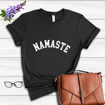 Ladies yoga Tee,  Namaste fitness pilates comfortable soft gym workout gift idea Women's Favorite Fashion Cotton T-Shirt