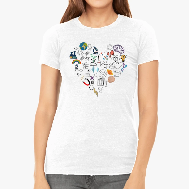 science heart Sweat clipart,Stem heart design. science Student Gift, Science graphic, Technology student-White - Women's Favorite Fashion Cotton T-Shirt