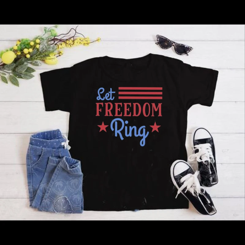 Let Freedom Ring, 4th Of July, Independence Day, Fourth Of July, American Flag, America Freedom- - Women's Favorite Fashion Cotton T-Shirt