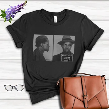 Malcolm X Mugshot Tee, Martin Luther King Black Activist Vintage Custom Print T-shirt, Homage Shirt,  Style Men Woman Women's Favorite Fashion Cotton T-Shirt