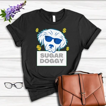 dog clipart Tee, Sugar Doggy design T-shirt,  Sweet Dog Graphic Women's Favorite Fashion Cotton T-Shirt