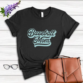 Baseball Mom Tee, Silhouette Baseball mom design T-shirt, Baseball mama design Shirt,  My mom love baseball design Women's Favorite Fashion Cotton T-Shirt