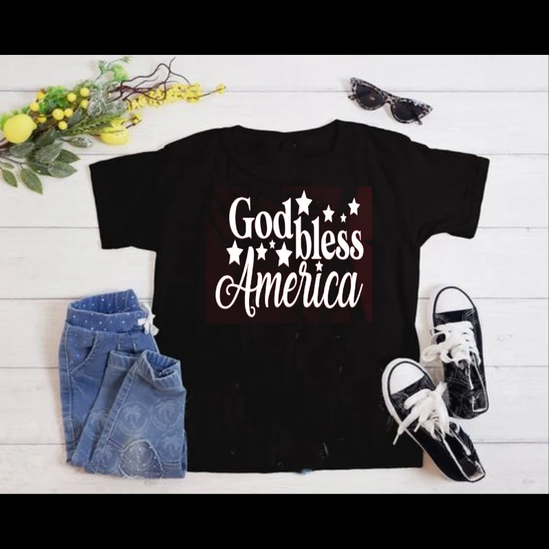 God Bless America, Happy 4th Of July, Freedom, Independence Day, 4th of July Gift, Patriotic- - Women's Favorite Fashion Cotton T-Shirt