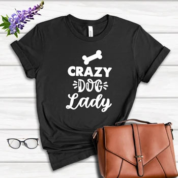 Crazy Dog Lady Design Ladies Black Women's Favorite Fashion Cotton T-Shirt
