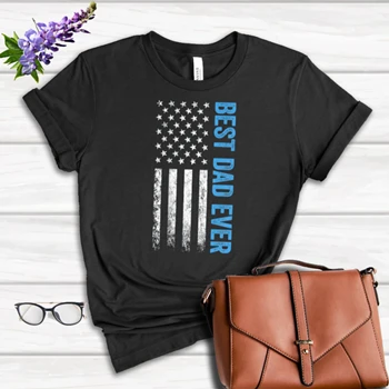 Father's day Best dad ever Tee,  US american flag father day design Women's Favorite Fashion Cotton T-Shirt