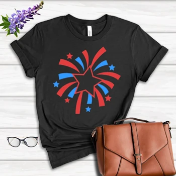 4th Of July Tee, Independence Day T-shirt, Fourth Of July Shirt, Patriotic Tee, God Bless America T-shirt, American Flag Shirt,  Red White Blue Women's Favorite Fashion Cotton T-Shirt
