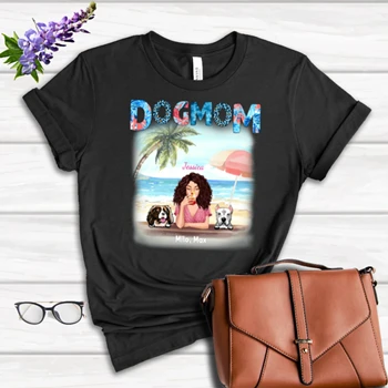 Personalized Dog mom in hot summer t shirt Tee, Customized Rest life in hot summer with sweet dogs Women's Favorite Fashion Cotton T-Shirt