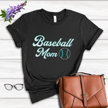 Baseball Mom Clipart Tee,  Game Day Mother's Day Mama Graphic Women's Favorite Fashion Cotton T-Shirt