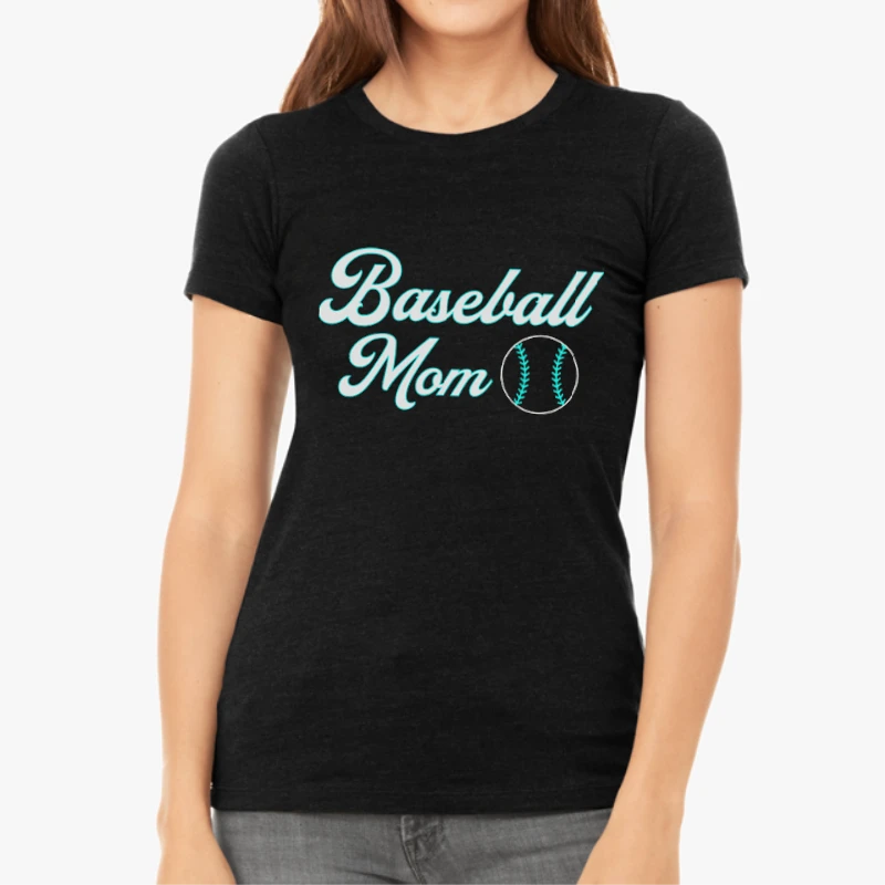 Baseball Mom Clipart, Game Day Mother's Day Mama Graphic-Black - Women's Favorite Fashion Cotton T-Shirt