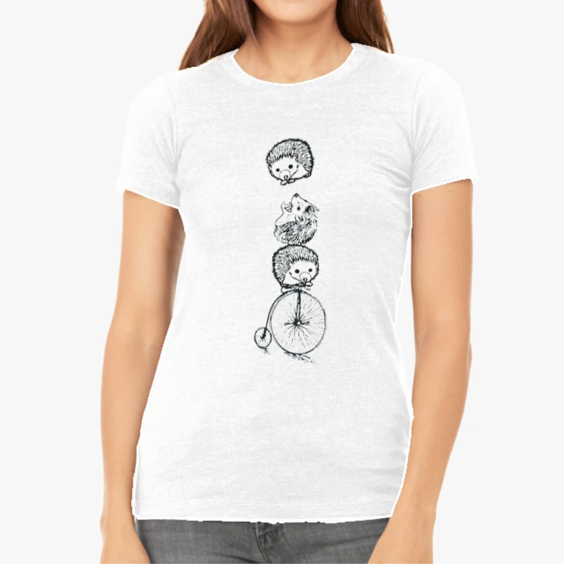Womens Gift, Hedgehog, Womens, Graphic Tee, Bicycle, Funny Animal, Animal -White - Women's Favorite Fashion Cotton T-Shirt