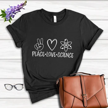 Peace love science design Tee, teacher clipart T-shirt,  science clipart Women's Favorite Fashion Cotton T-Shirt
