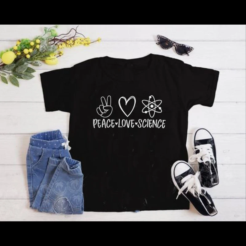 Peace love science design, teacher clipart, science clipart- - Women's Favorite Fashion Cotton T-Shirt