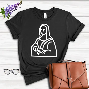 Mona Lisa Street Art Graffiti Tee, Mona Lisa Clipart T-shirt, Mona Lisa Graphic Women's Favorite Fashion Cotton T-Shirt